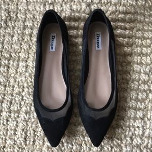 DUNE Black Suede Flats, Size 40/UK7